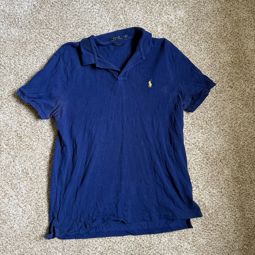 Ralph Lauren Blue Polo with Yellow Pony Embroidery